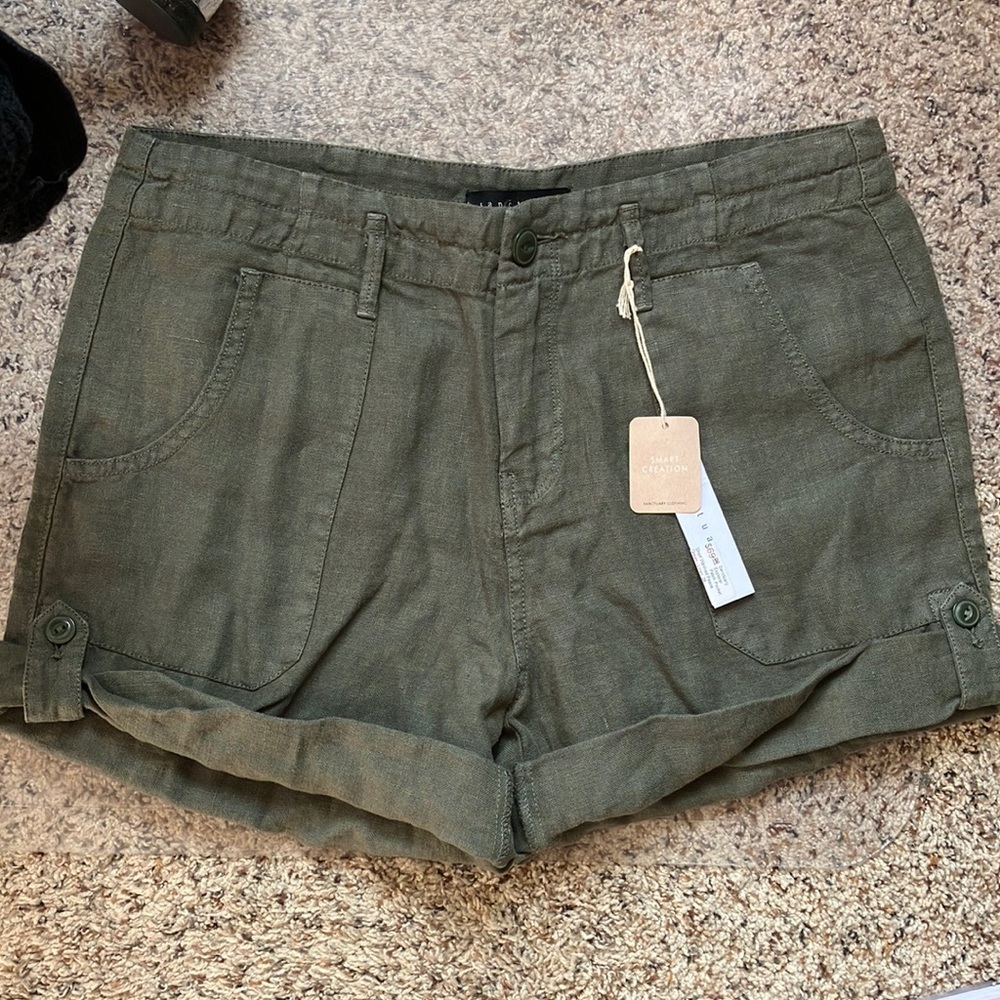 Sanctuary explorer patch pocket shirt washed peace green linen shorts size 28